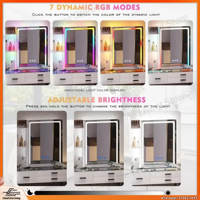 NORTHPEAK RGB LED Makeup Vanity Desk with Mirror