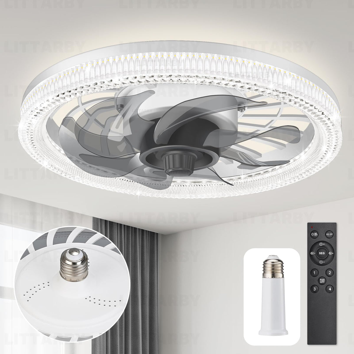 Dimmable Socket Fan Light