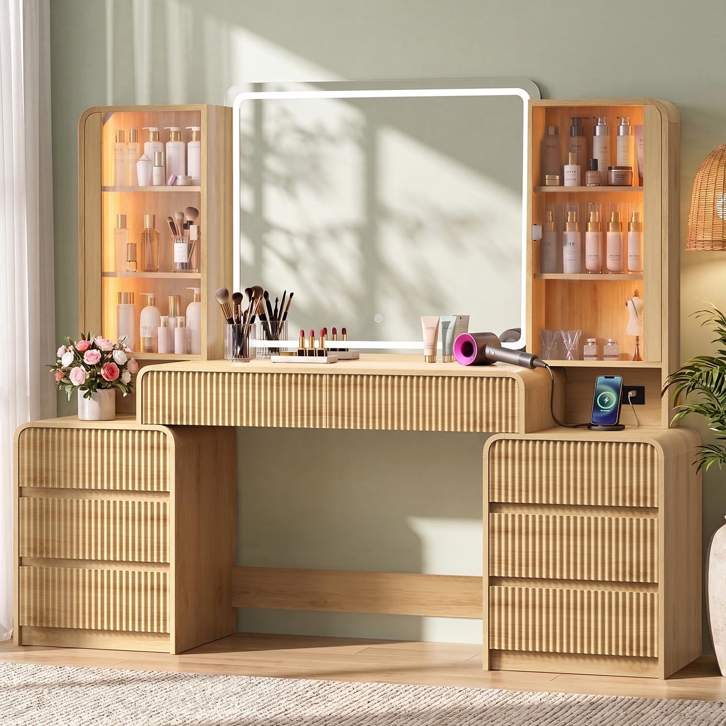 Fluted LED Vanity Desk