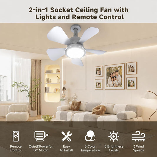 E26/E27 Socket Fan Light