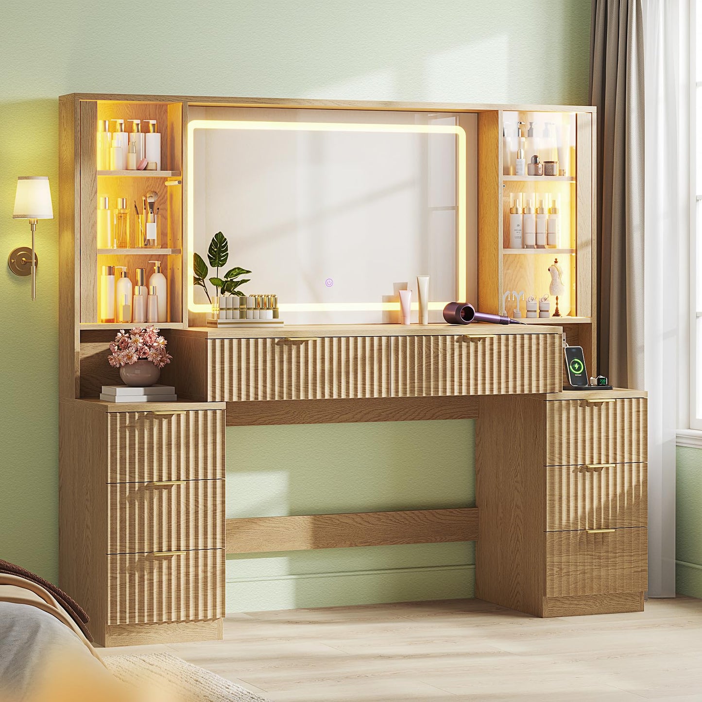 Fluted LED Vanity Desk