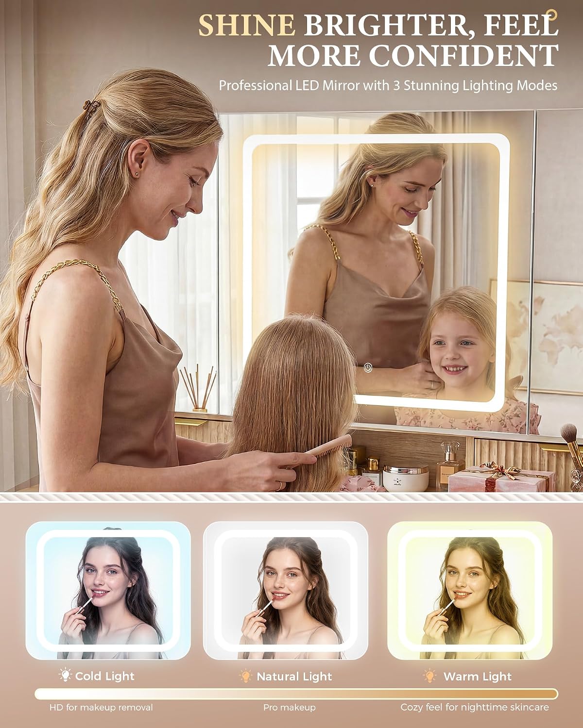 3-Way Mirror Vanity Desk