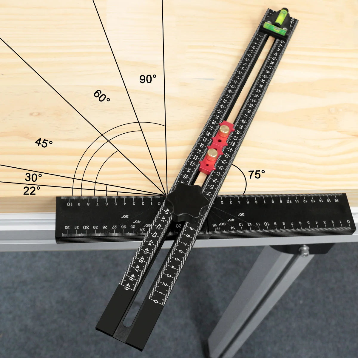 Adjustable 2-in-1 Drilling Square Ruler